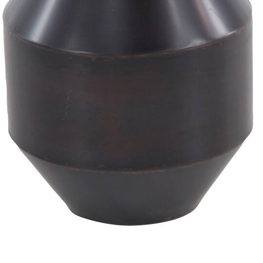 Dark Brown Metal Rustic Vase, 12" x 8" x 8"